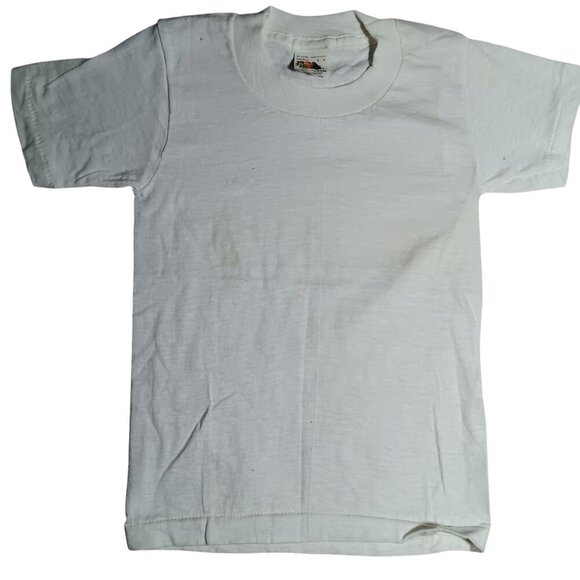 Vintage 1970's NOS Fruit Of The Loom Small 2-4 White T-Shirt Single Stitch - Picture 1 of 7